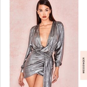 Metallic Draped Mini Dress